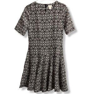 H&M Conscious Collection Black and‎ White Fit and Flare Mini Dress Crew Neck